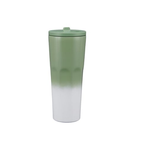 750ml gradient double-wall stainless steel travel coffee cup with reusable straw and modern design